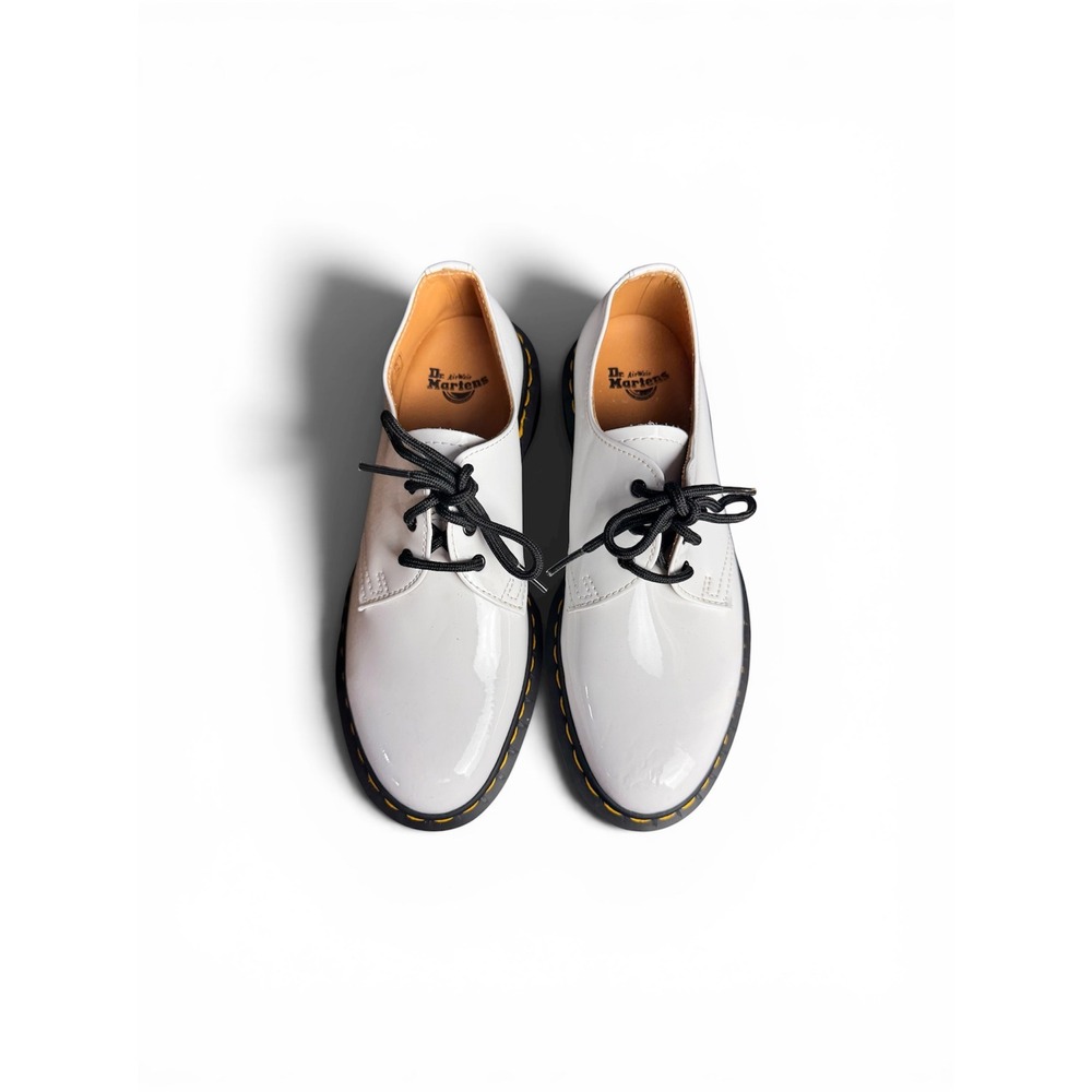 Dr. Martens 1461 White Patent Leather Oxford Shoes 3 Eye Lace-Up Size 8 Grunge